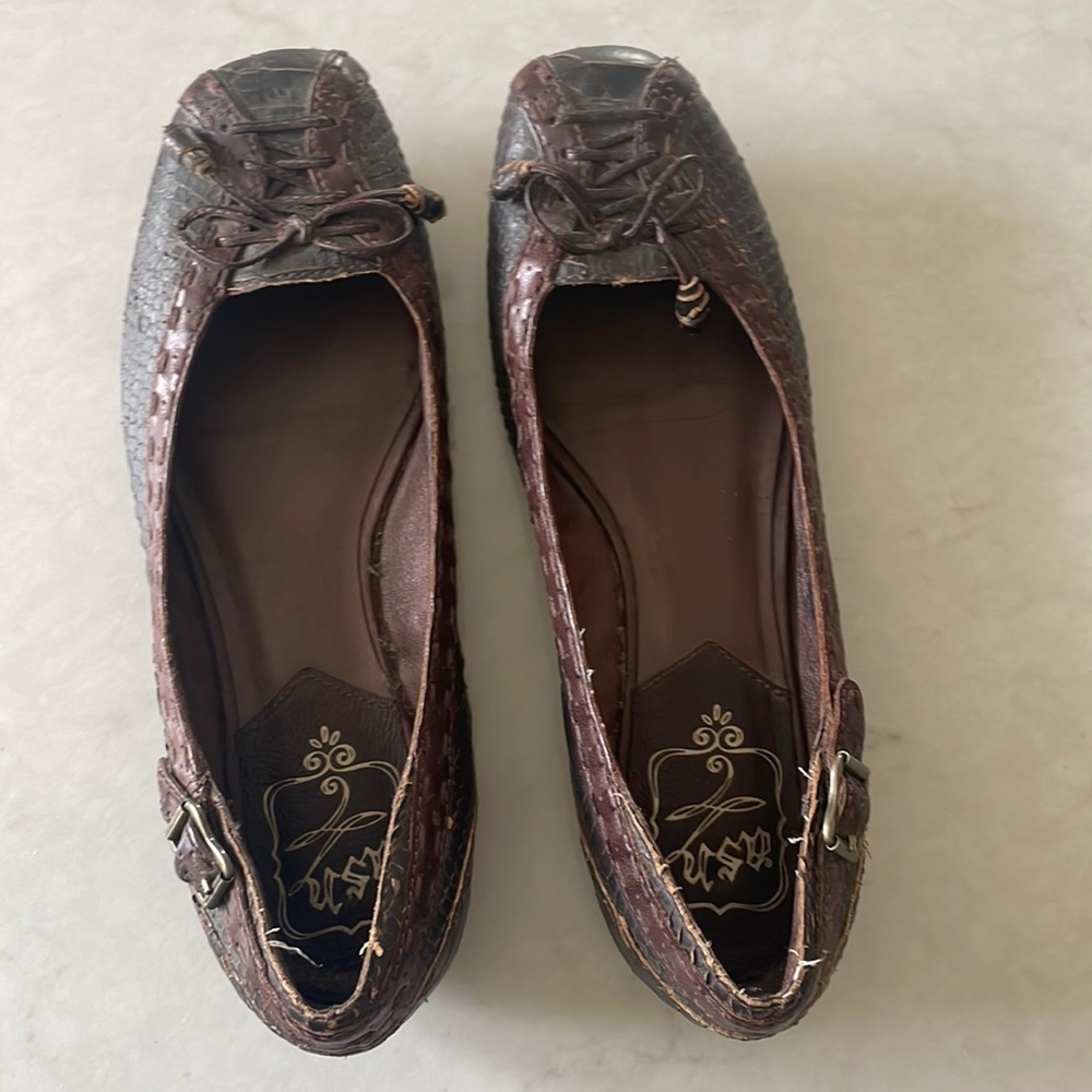 ASH, 38, brown leather croc flats